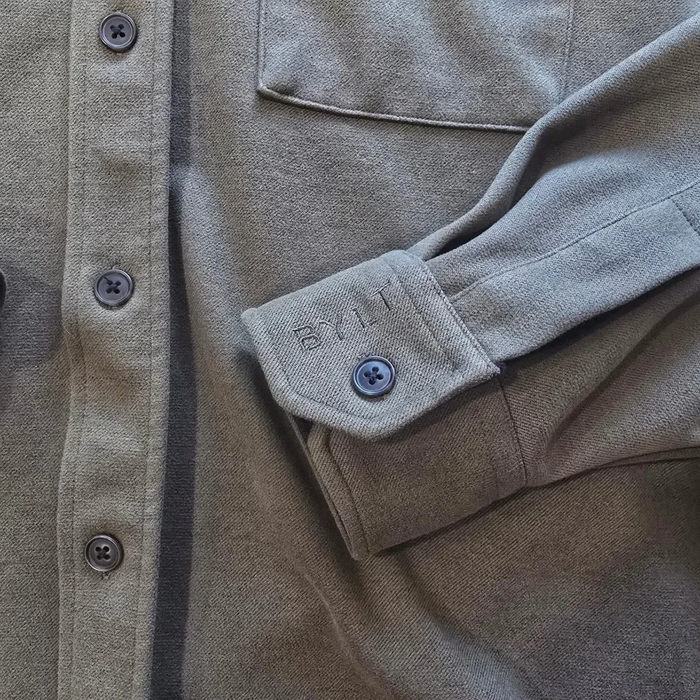 BYLT Coastal Overshirt Olive Green Long Sleeve Button Up Shirt Men's Large - Picture 5 of 9